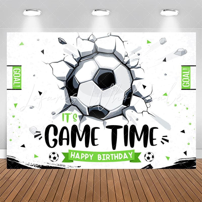 Lofaris Its Game Time Soccer Sports Style Birthday Backdrop