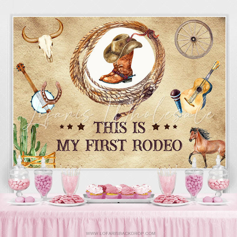 Lofaris Its My First Redeo Cool Coyboy Birthday Backdrop