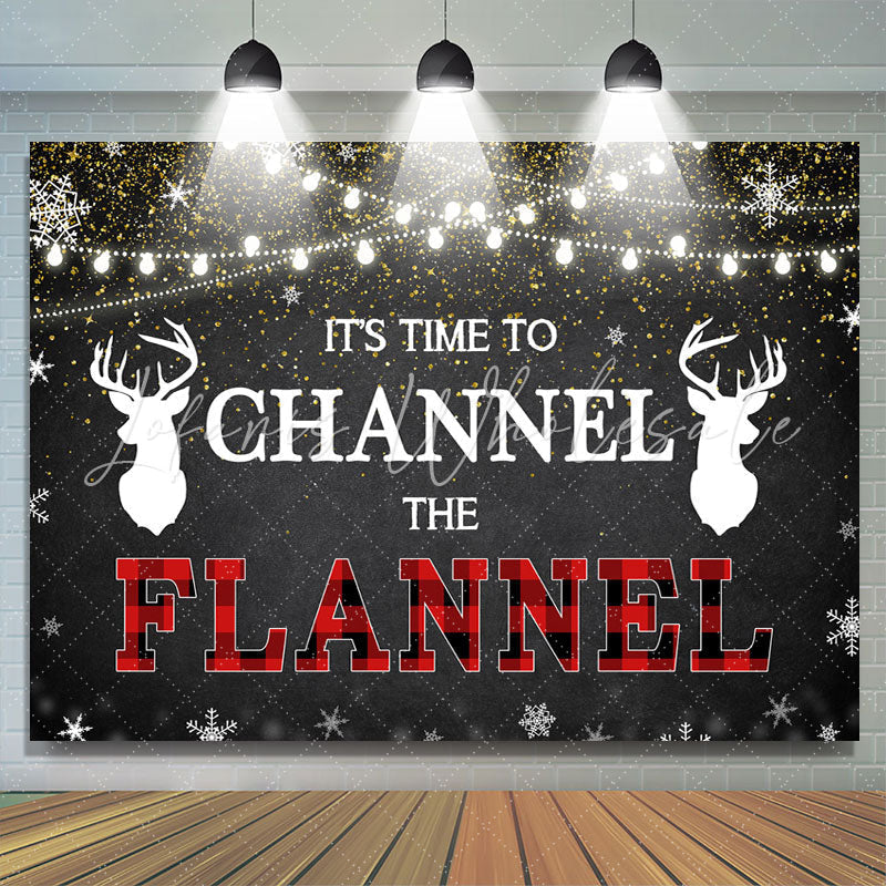 Lofaris Its Time to Channel The Flannel Winter Glitter Backdrop