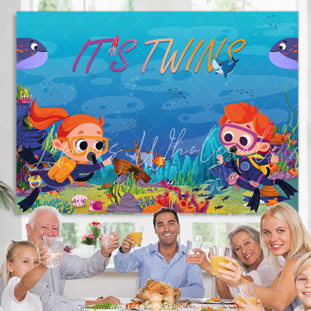 Lofaris Its Twins Undersea Expedition Baby Shower Backdrop