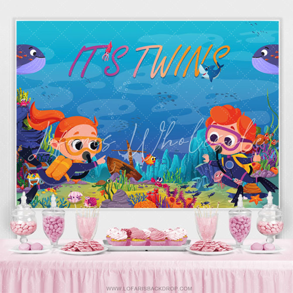 Lofaris Its Twins Undersea Expedition Baby Shower Backdrop