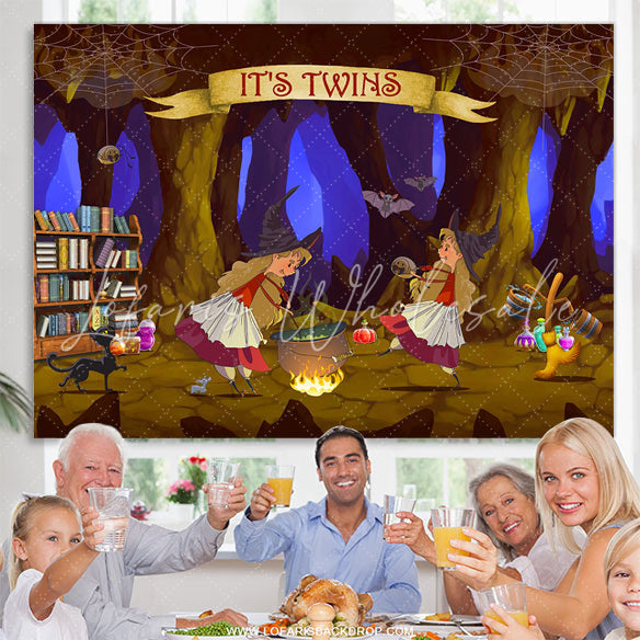 Lofaris Its Twins Witches In The Cave Baby Shower Backdrop