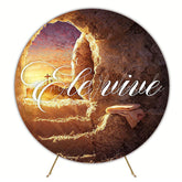 Jesus He Lives Round Backdrop for Religious Event