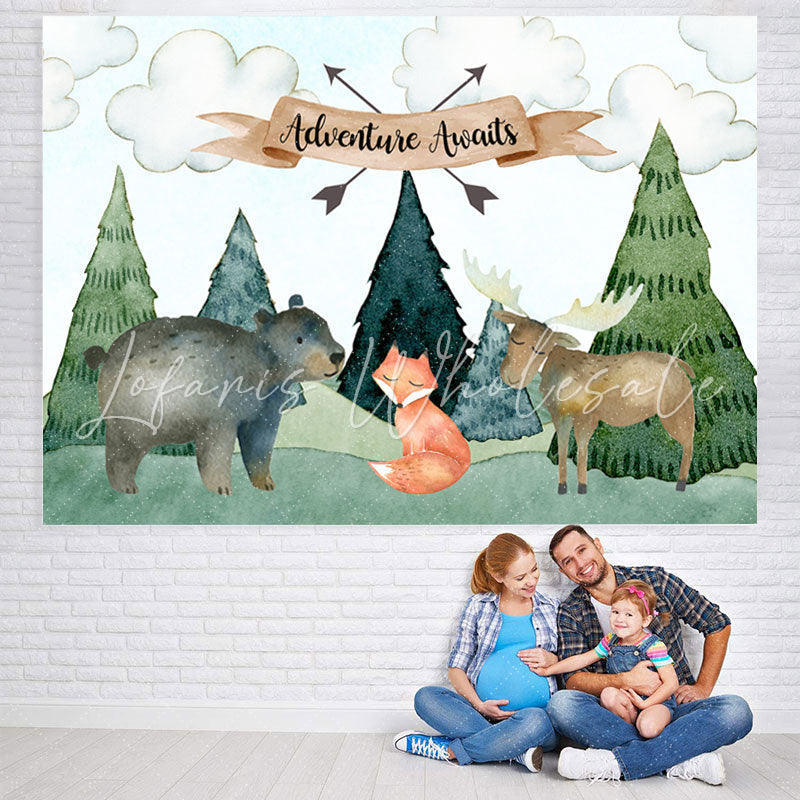 Lofaris Jungle Adventure Awaits Animals Baby Shower Backdrop