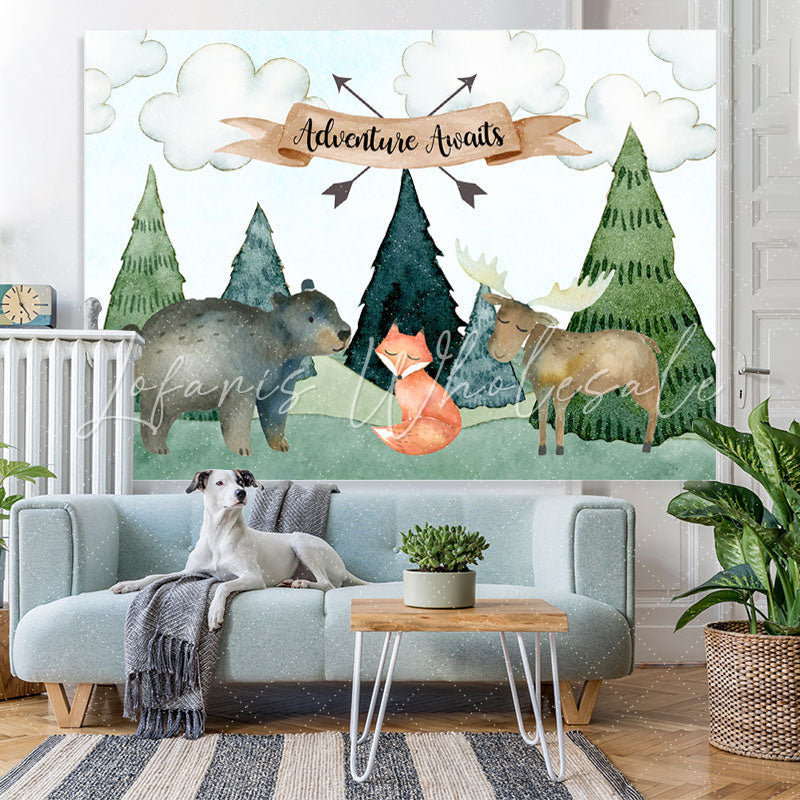 Lofaris Jungle Adventure Awaits Animals Baby Shower Backdrop