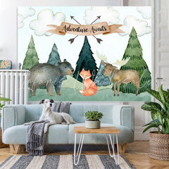 Lofaris Jungle Adventure Awaits Animals Baby Shower Backdrop