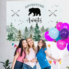 Lofaris Jungle Adventure Awaits With Bear Baby Shower Backdrop