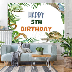 Lofaris Jungle Animals And Trees Happy 5th Birthday Backdrop