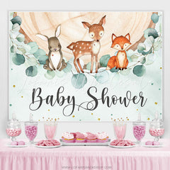 Lofaris Jungle Animals And Wooden Leaves Baby Shower Backdrop