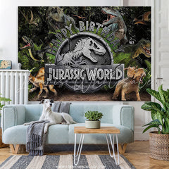 Lofaris Jungle Animals Jurassic Happy Birthday Party Backdrop
