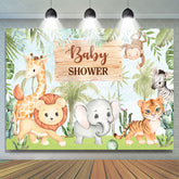 Lofaris Jungle Cute Animals And Green Trees Baby Shower Backdrop