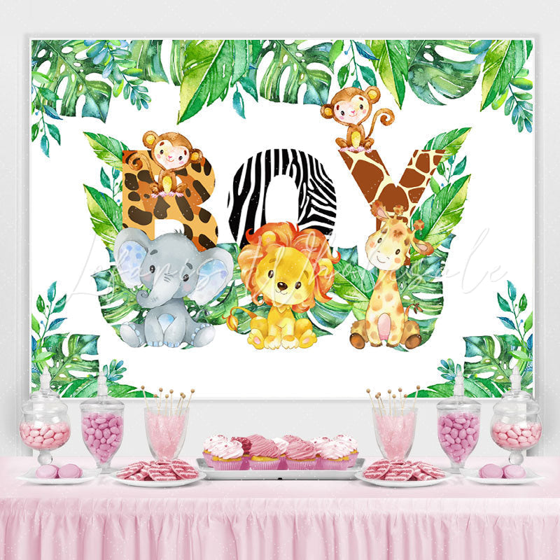 Lofaris Jungle Elephant Lion Happy Birthday Backdrop For Boy