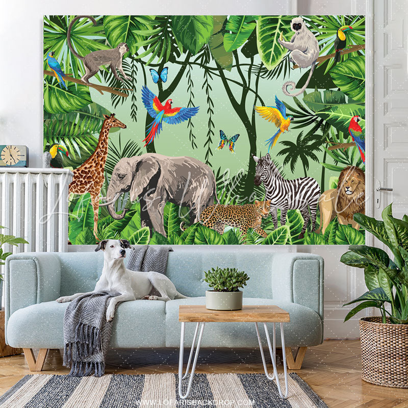 Lofaris Jungle Forest Animals Birthday Party Backdrop For Kids