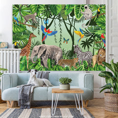 Lofaris Jungle Forest Animals Birthday Party Backdrop For Kids