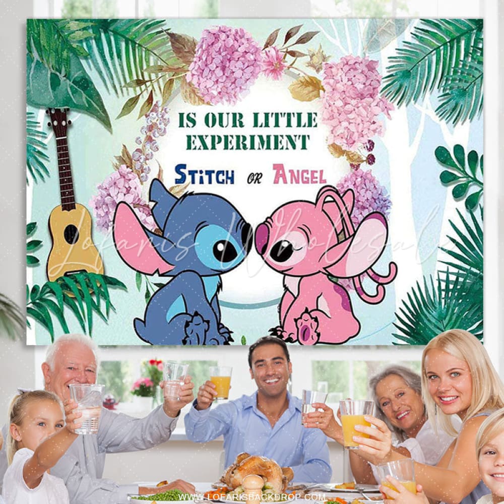 Lofaris Jungle Leaves Theme Stitch And Angel Baby Shower Backdrop
