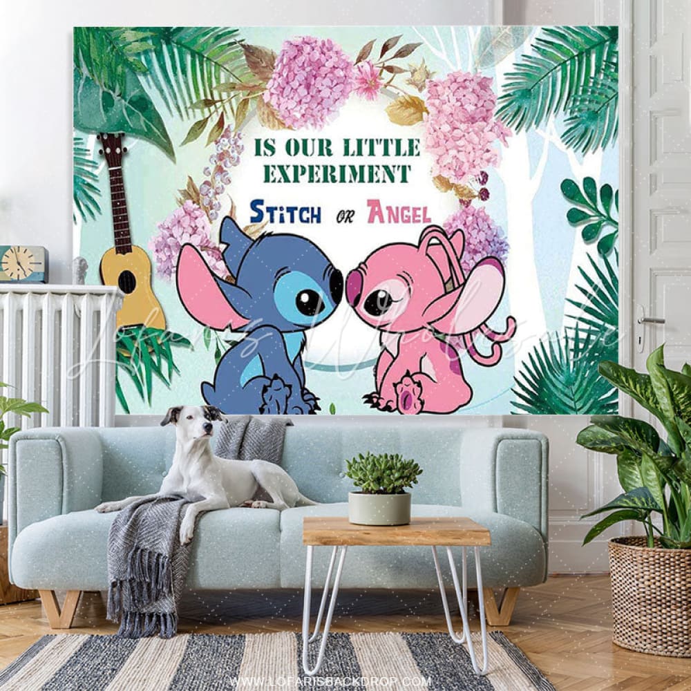Lofaris Jungle Leaves Theme Stitch And Angel Baby Shower Backdrop