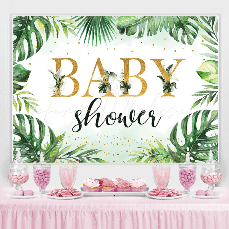 Lofaris Jungle Palm Leaves Green Summwe Baby Shower Backdrop
