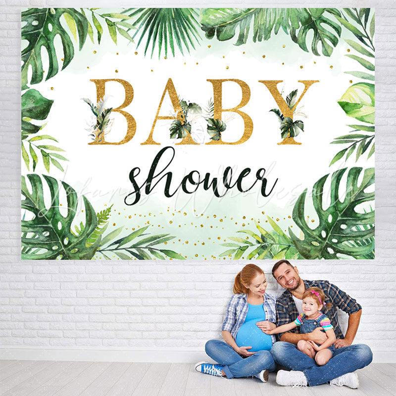 Lofaris Jungle Palm Leaves Green Summwe Baby Shower Backdrop