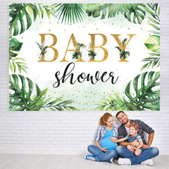 Lofaris Jungle Palm Leaves Green Summwe Baby Shower Backdrop