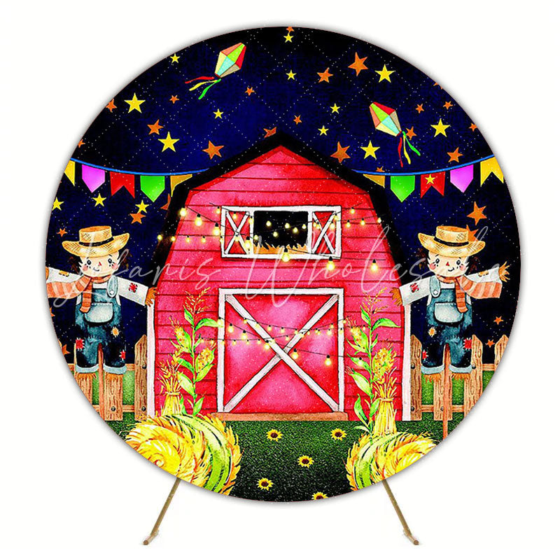 Junina Party at the Farm Round Backdrop for Festive Party