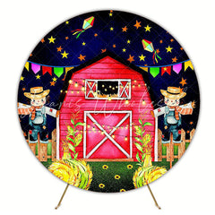 Junina Party at the Farm Round Backdrop for Festive Party