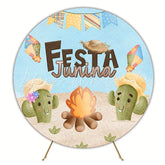 Junina Party Little Bonfire Rustic Round Backdrop for Party