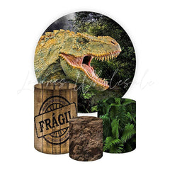 Jurassic Park Dinosaur Themed Round Backdrop and Cylinders Kit
