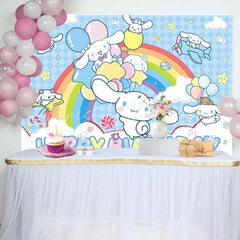 Kawaii Sanrio Big Ear Dog Happy Birthday Backdrop