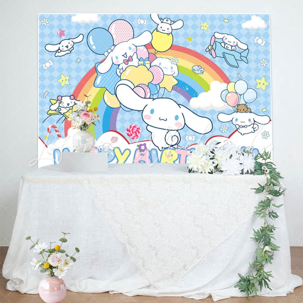 Kawaii Sanrio Big Ear Dog Happy Birthday Backdrop
