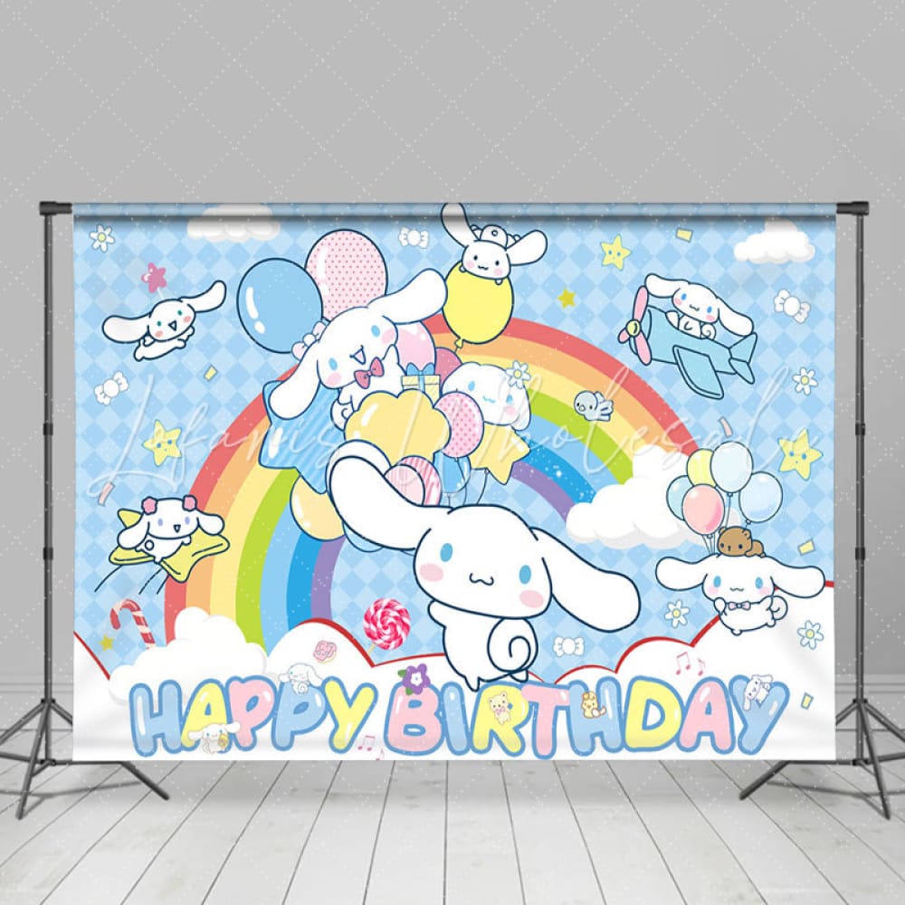 Kawaii Sanrio Big Ear Dog Happy Birthday Backdrop