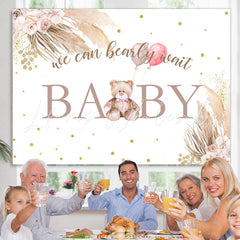 Lofaris Khaki Floral And Teddy Bear Backdrop For Baby Shower