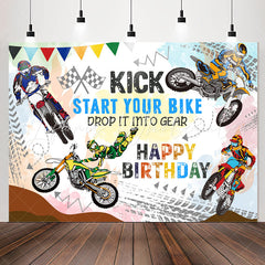 Lofaris Kick Start Your Bike Drop Into Gear Birthday Backdrop