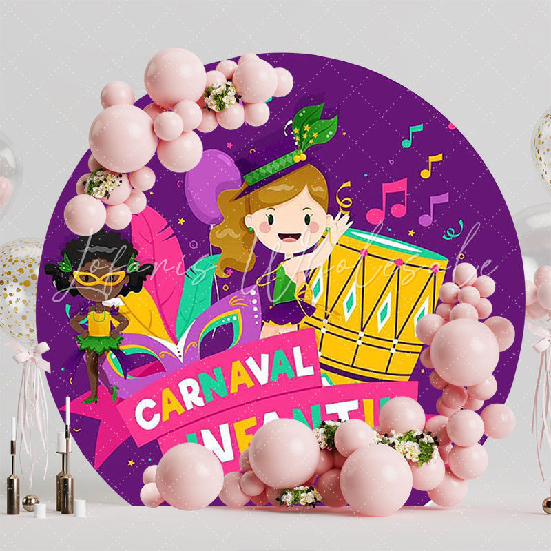 Kids Carnival Round Backdrop for Fun Birthday Celebration
