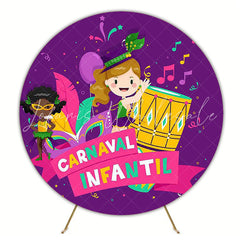 Kids Carnival Round Backdrop for Fun Birthday Celebration