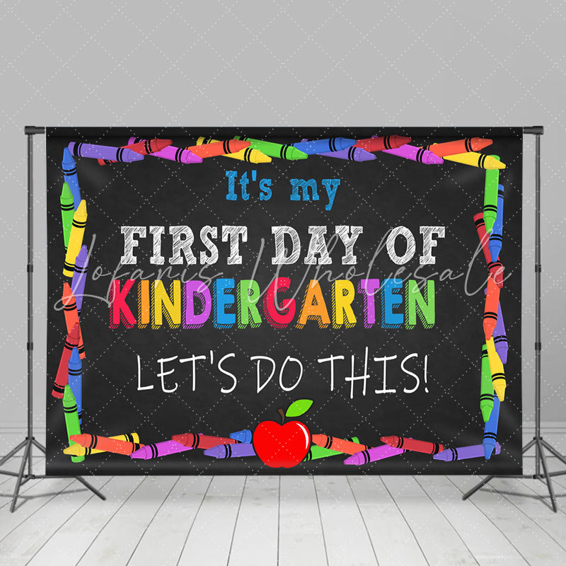 Lofaris Kindergarden Crayon Apple Black Back To School Backdrop