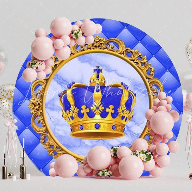 King Crown Round Backdrop For Royal Kids Party Celebration