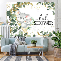 Lofaris Koala On The Tree Green Leaves Baby Shower Backdrop