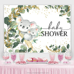 Lofaris Koala On The Tree Green Leaves Baby Shower Backdrop