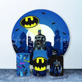 Lofaris Large Building And Superman Happy Birthday Round Backdrop Kit