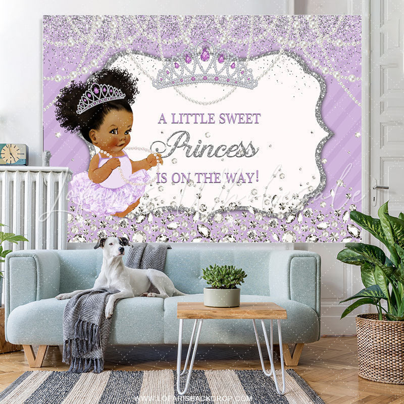 Lofaris Lavender And Glitter Crown Pearl Baby Shower Backdrop