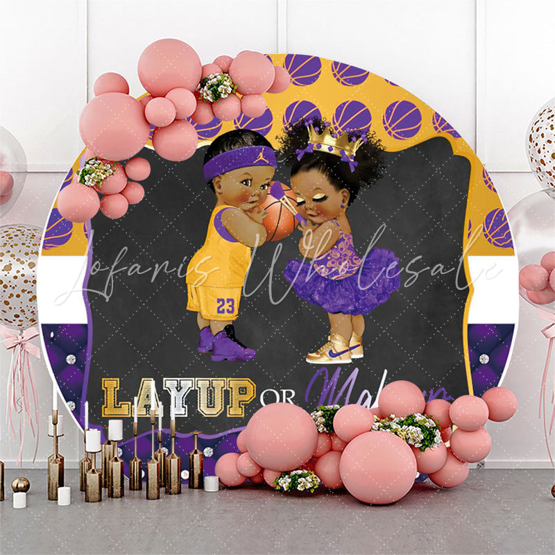Lofaris Layup Or Mackup Round Gender Reveal Backdrop Cover