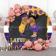 Lofaris Layup Or Mackup Round Gender Reveal Backdrop Cover