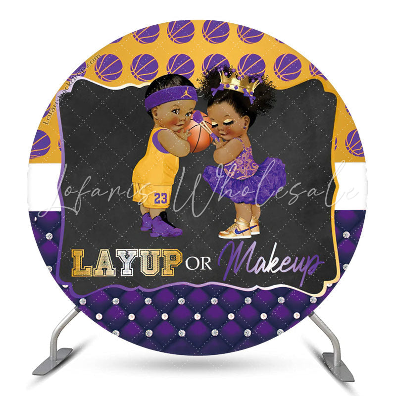 Lofaris Layup Or Mackup Round Gender Reveal Backdrop Cover