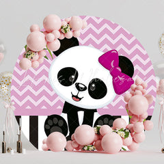 Leaves and Beautiful Panda Round Backdrop for Nature Party