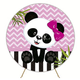 Leaves and Beautiful Panda Round Backdrop for Nature Party