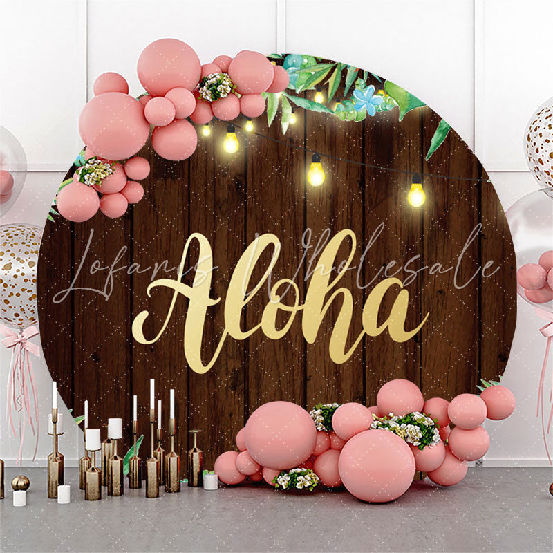 Lofaris Leaves Light Aloha Wooden Round Party Backdrop