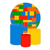 LEGO Themed Round Backdrop and Cylinders Kit for Kids Parties
