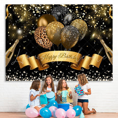 Lofaris Leopard Balloon Gold Black Glitter Birthday Party Backdrop