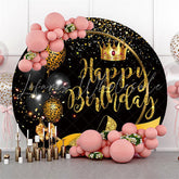 Lofaris Leopard Balloon Gold Glitter Birthday Circle Backdrop
