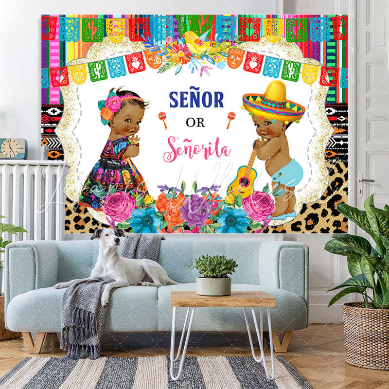 Lofaris Leopard Grain Senor or Senorita Baby Shower Backdrop